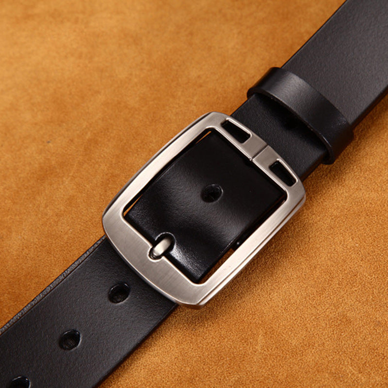 Leather Cowskin Vintage Jean Belt Pin Buckle Men's Belt Wide