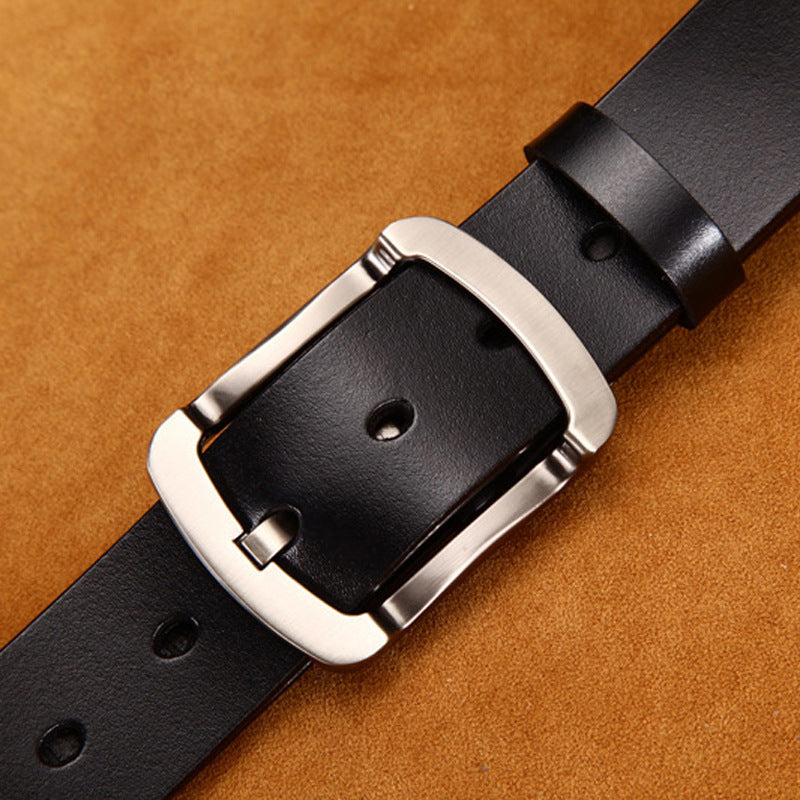 Leather Cowskin Vintage Jean Belt Pin Buckle Men's Belt Wide
