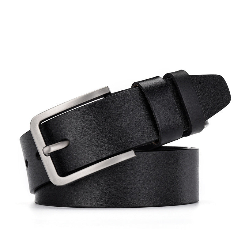 Leather Cowskin Vintage Jean Belt Pin Buckle Men's Belt Wide