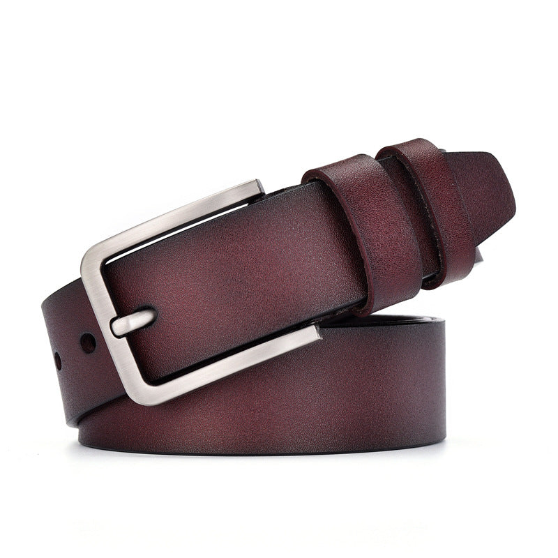 Leather Cowskin Vintage Jean Belt Pin Buckle Men's Belt Wide