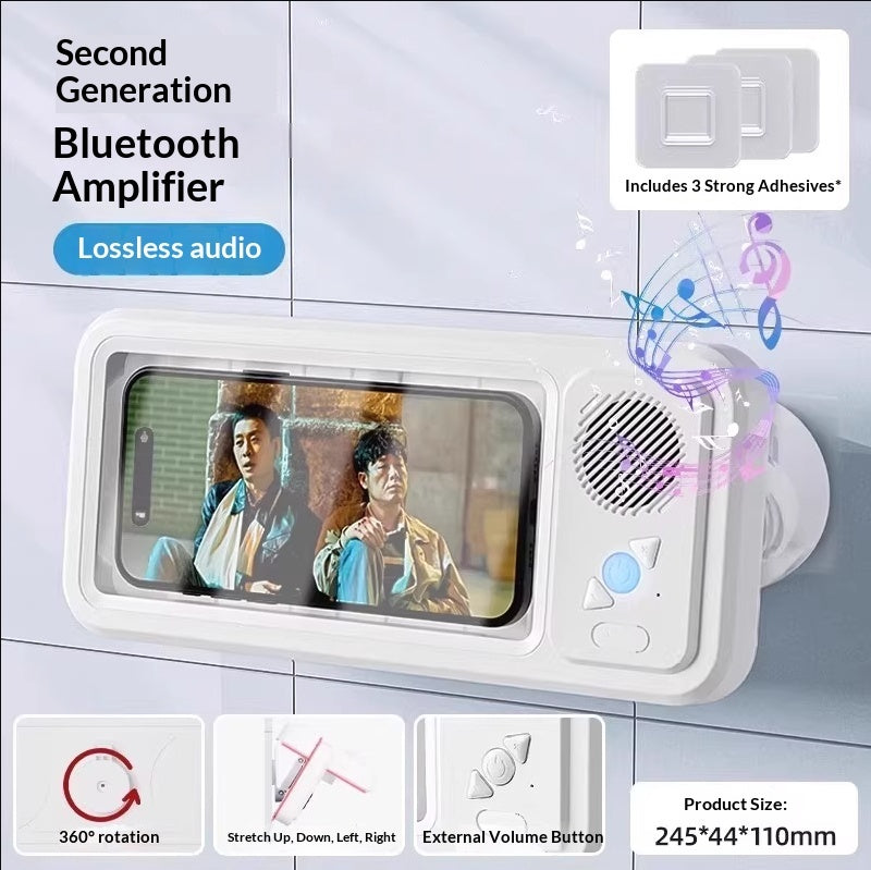Bathroom Waterproof Mobile Phone Box Bluetooth Speaker Audio Bath TV Stand Mobile Phone Holder 360 Degree Rotation Touch Screen Strattosolve Incorprate