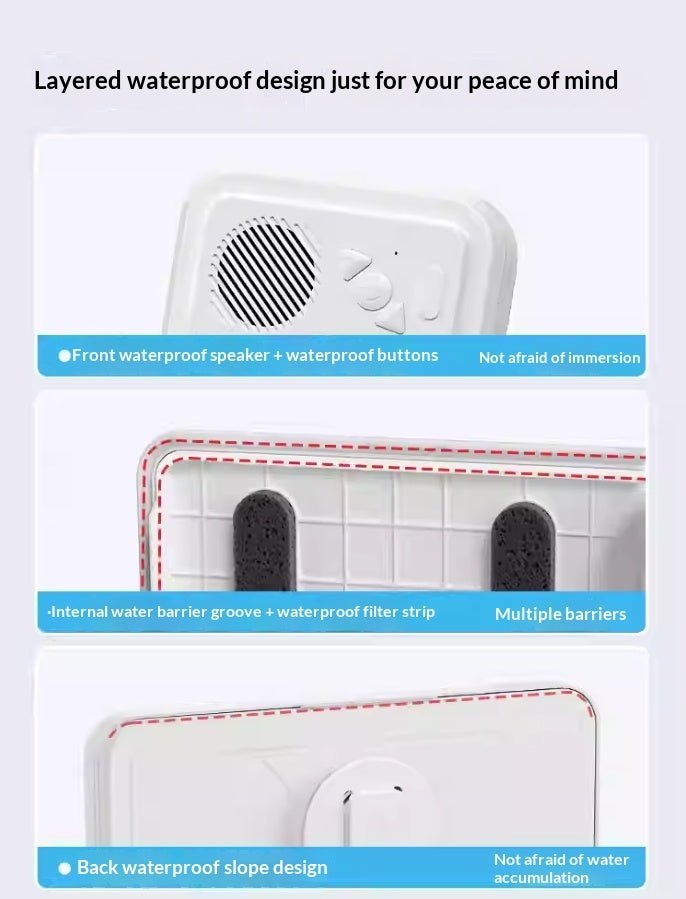 Bathroom Waterproof Mobile Phone Box Bluetooth Speaker Audio Bath TV Stand Mobile Phone Holder 360 Degree Rotation Touch Screen Strattosolve Incorprate