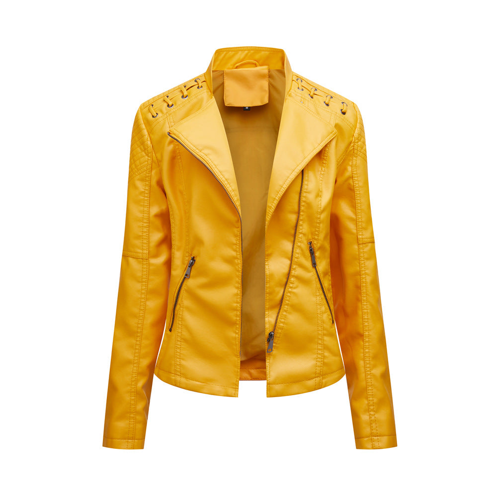 Women's Leather Jackets Women's Short Jackets Slim Thin Leather Jackets Ladies Motorcycle Suits Strattosolve Incorprate
