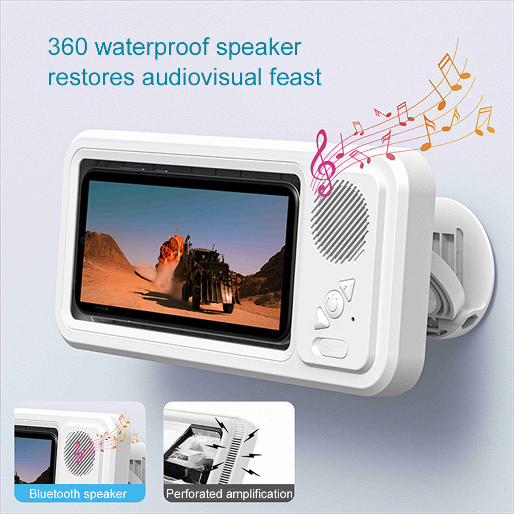 Bathroom Waterproof Mobile Phone Box Bluetooth Speaker Audio Bath TV Stand Mobile Phone Holder 360 Degree Rotation Touch Screen Strattosolve Incorprate