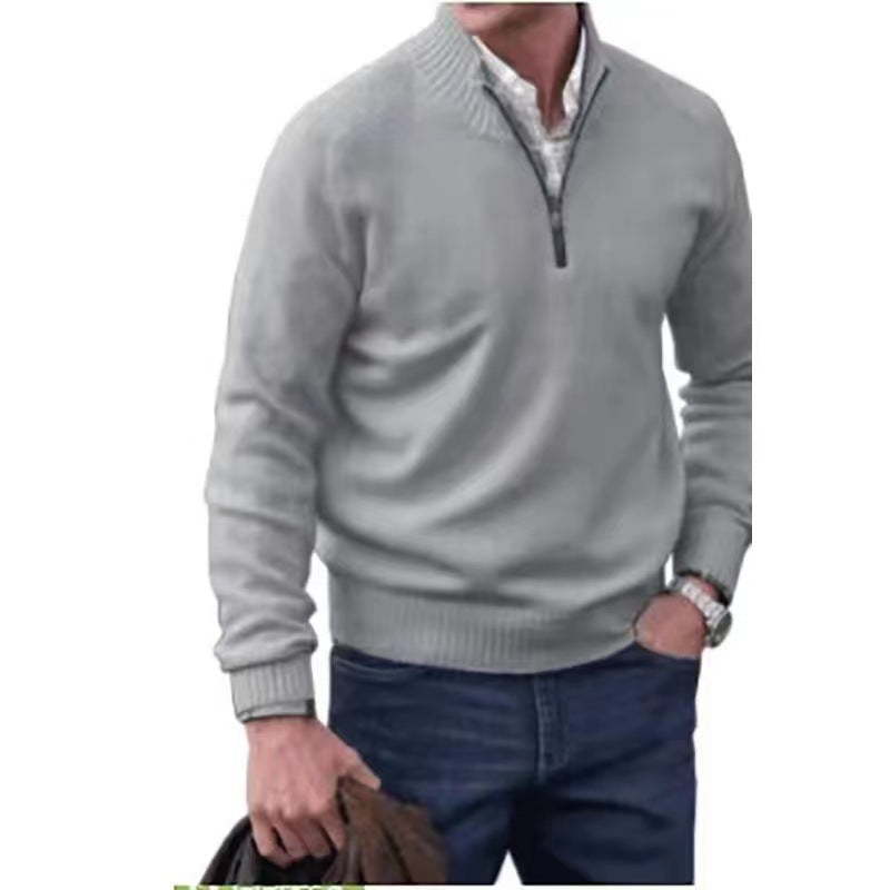 Men's Pullover Sweater Fashion Zipper Stand Collar