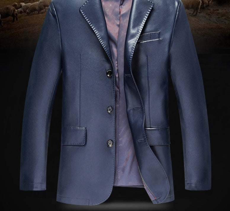 Middle Aged And Elderly Fathers Wear Loose Casual Leather Jackets Strattosolve Incorprate