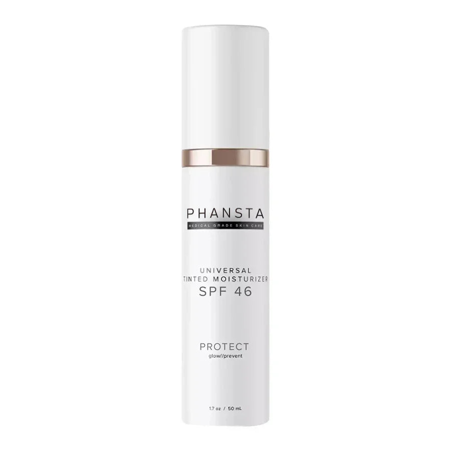 Phansta universal tinted moisturizer bottle with SPF 46 and protective skincare label