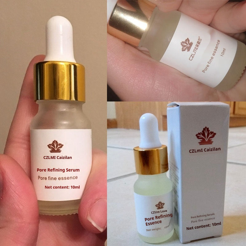 CZLMI Caizilan pore refining serum 10ml glass dropper bottle with gold cap and packaging