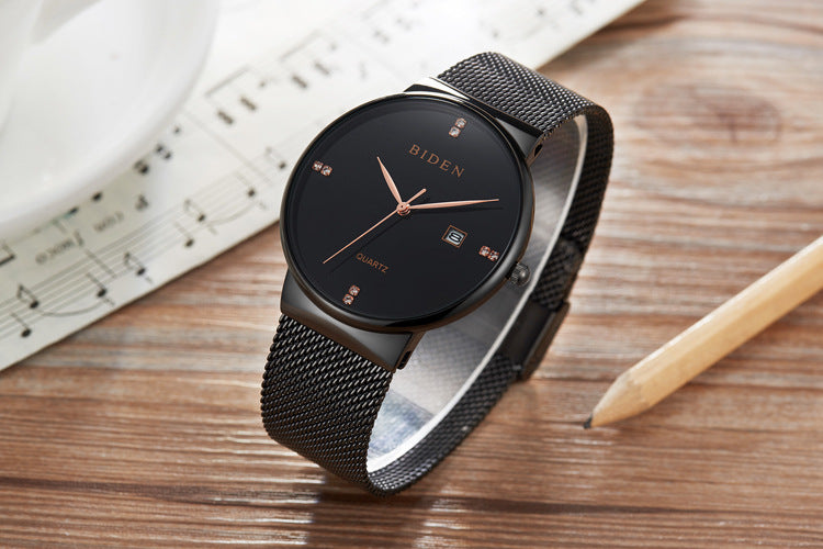 Men Ultra-thin Mesh Strap Watch Fashion Foreign Trade Watch