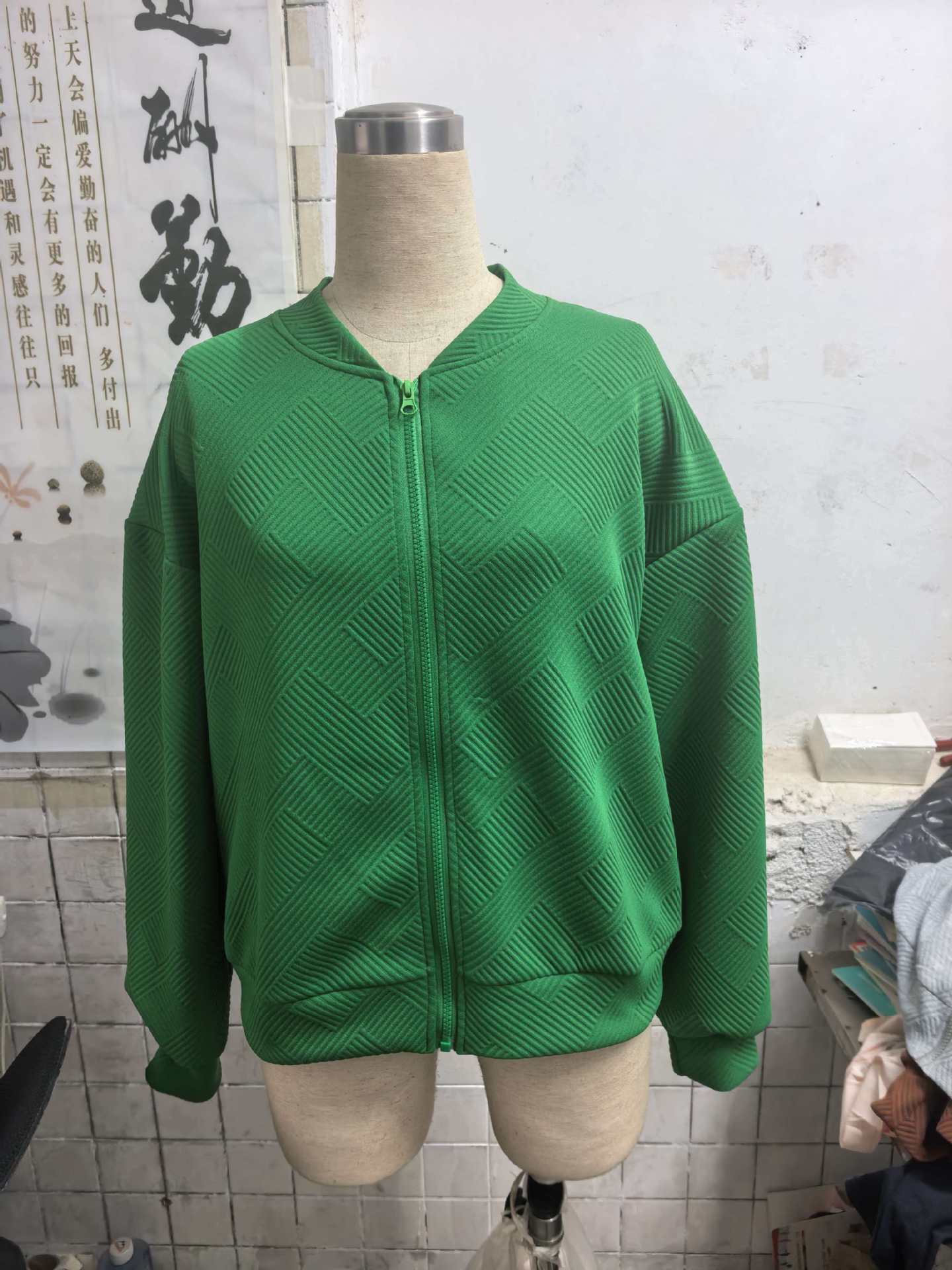 Womens Textured Zip-Up Bomber Jacket Casual Outerwear Strattosolve Incorprated