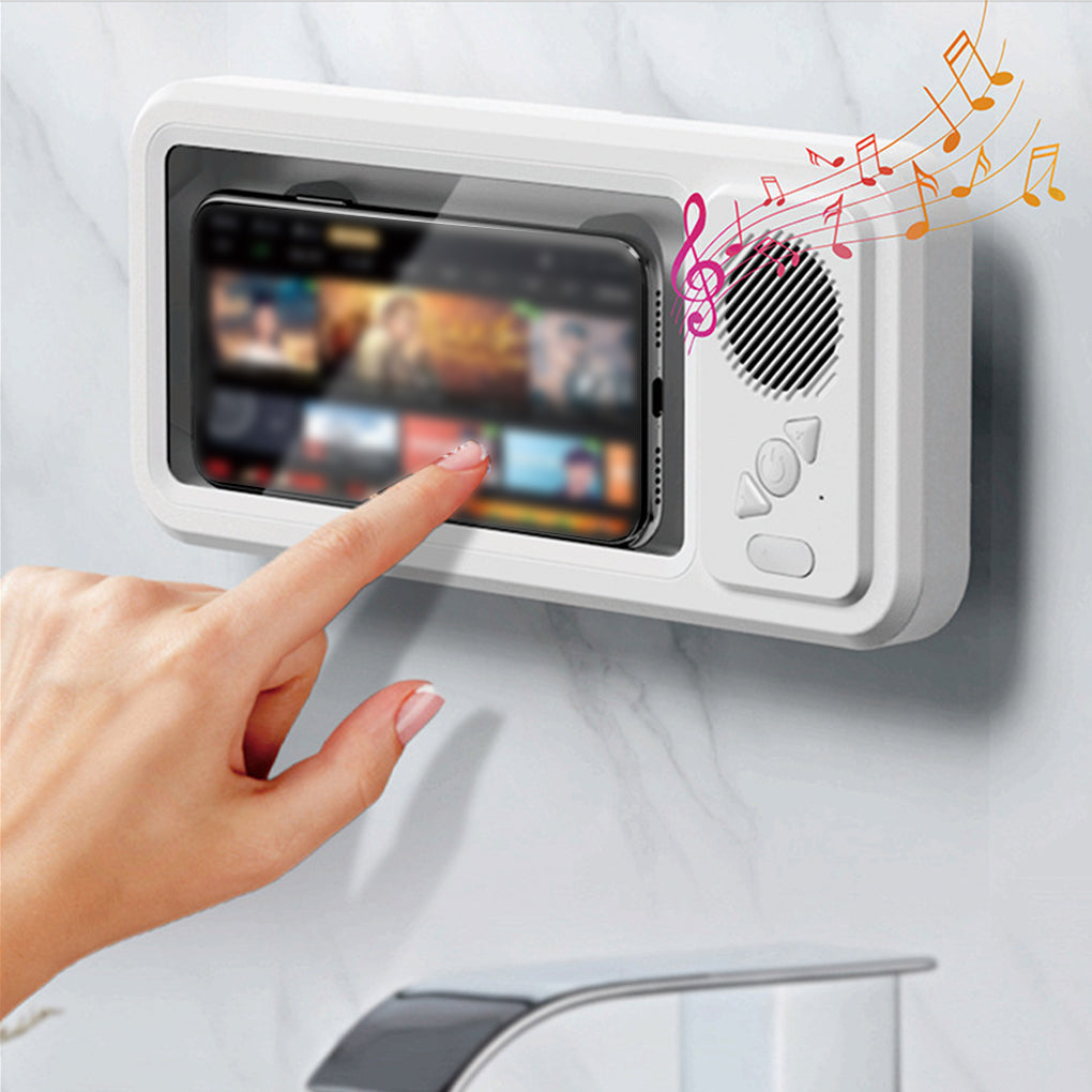 Bathroom Waterproof Mobile Phone Box Bluetooth Speaker Audio Bath TV Stand Mobile Phone Holder 360 Degree Rotation Touch Screen Strattosolve Incorprate